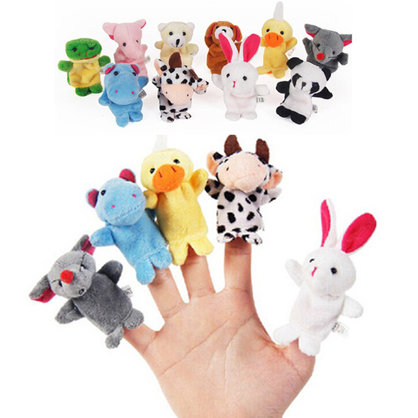 10PCS Cute Cartoon Biological Animal Finger Puppet Plush Toys Child Baby Favor Dolls Boys Girls Finger Puppets FZH