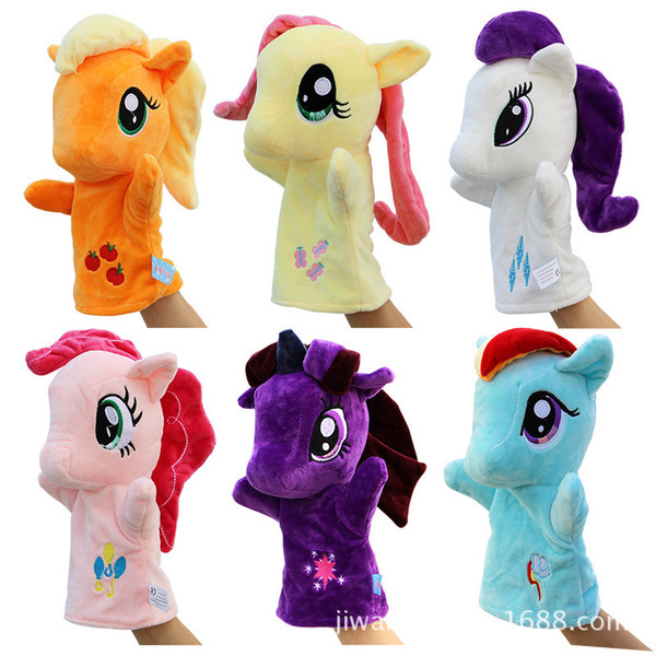 6 Colors Cute Pony Hand Puppet Baby Kids Ponies Plush Hand Game Playing Toys stuffed animals Cartoon Novelty pony Items kids toys