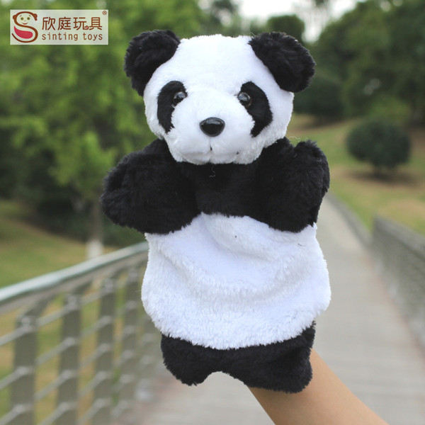 10pcs/lot New 25cm Hand puppets Chinese national treasure panda stuffed toys wedding dolls Mesh lining