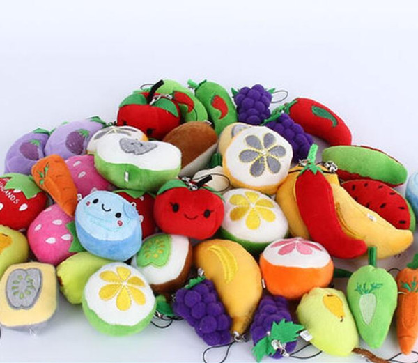 Gift Pendant Toys variety of Fruits Vegetables Dolls Apple Banana Orange Plush Pendant Wedding Throwing Event Gifts 5-10cm Mixed wholesale