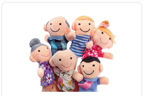 6pcs/set a family of six hands ,family finger dolls Finger Puppets plush toys grandparents parents children toys F2001