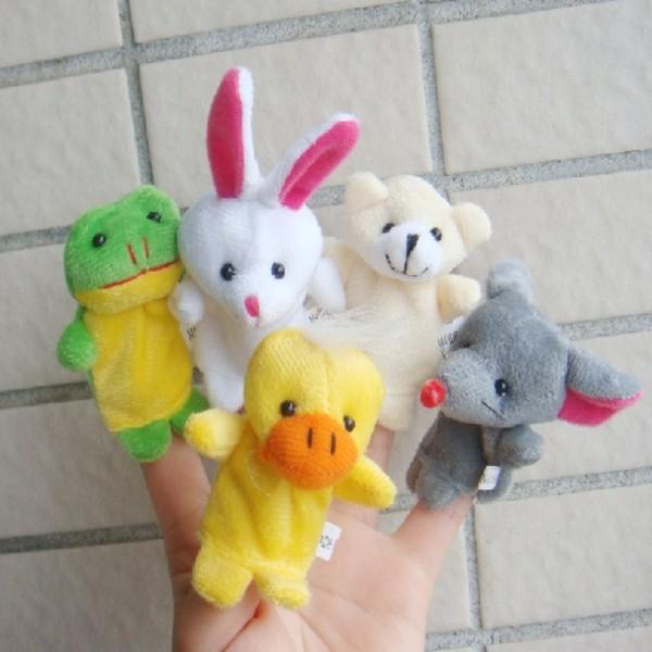 Min Order=10lots Baby Soft Plush Animal Hand Puppets Kids Animal Finger Puppet TOYS Preschool Kindergarten Children Xmas Gift 10pcs/lot