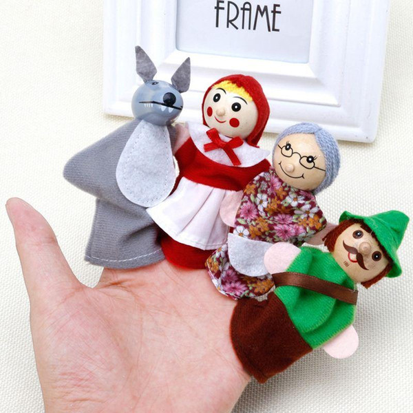 4Pcs Little Red Riding Hood And Wolf Fairy Story Play Game Finger Puppets Toys