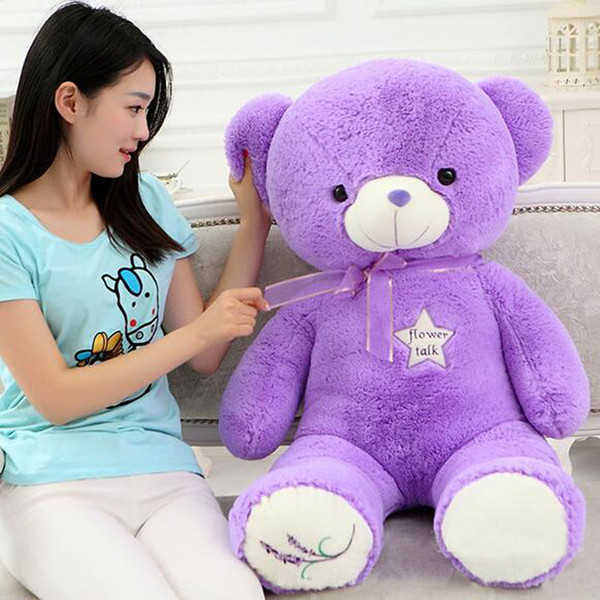 New large Lovely Purple Plush Toy Lavender Teddy Bear Doll for Christmas Gift