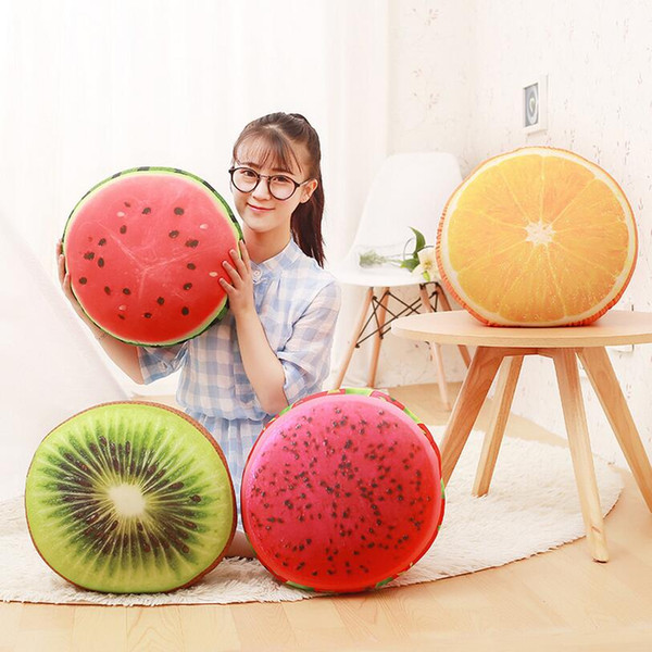 38*11cm New Creative Fruits Pillow Cushion Foam Particles Plush Toy Watermelon Kiwi Fruit Pitaya Orange Soft Cushion