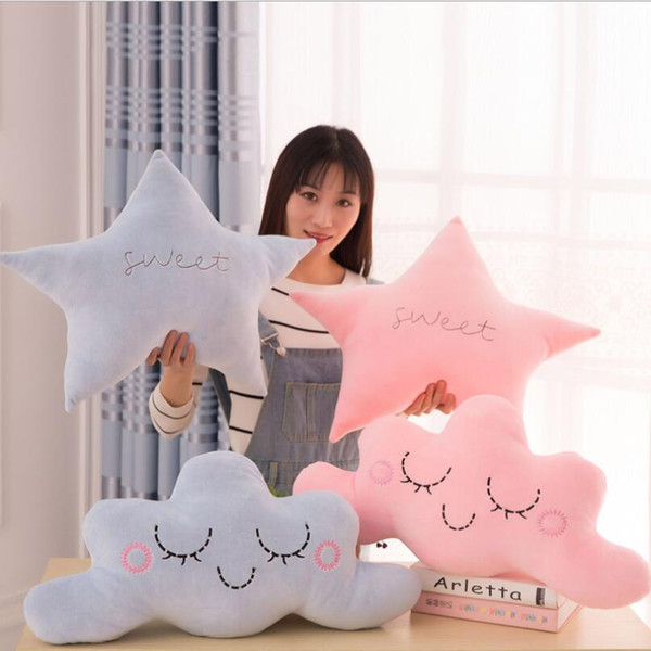 Smile White Clouds / Stars / Moon Doll Plush Toy Eiderdown Cotton Pillow Cushion Children Birthday Gift