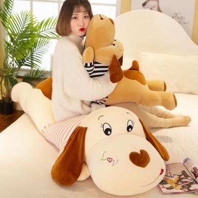 2019 creative new girls embrace pillow lovely stripe love embroidered lie down dog plush toy down cotton doll