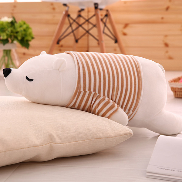 Very Special price large polar bear plush toys short plush prone bear cute creative Plush Doll birthday gift