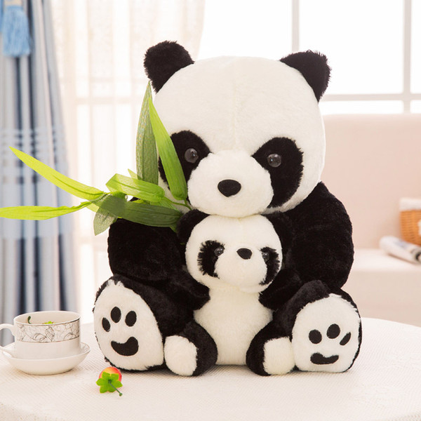 Wholesale national treasure simulation mother and daughter panda stuffed toy large doll on the panda girl birthday gift Comfortable