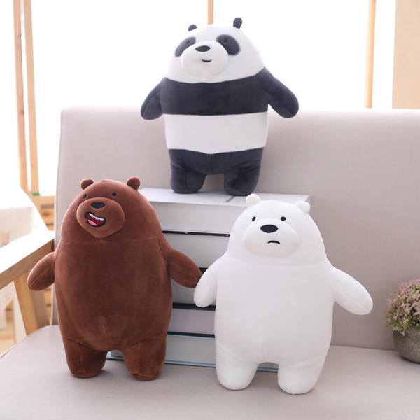 1pc 30-50cm Kawaii We Bare Bears Plush Toy Cartoon Bear Stuffed Grizzly Gray White Bear Panda Doll Kids Love Birthday Gift