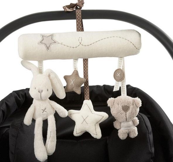 New arrival mamas&papas cot hanging toy baby rattle toy soft plush rabbit musical mobile products baby gift