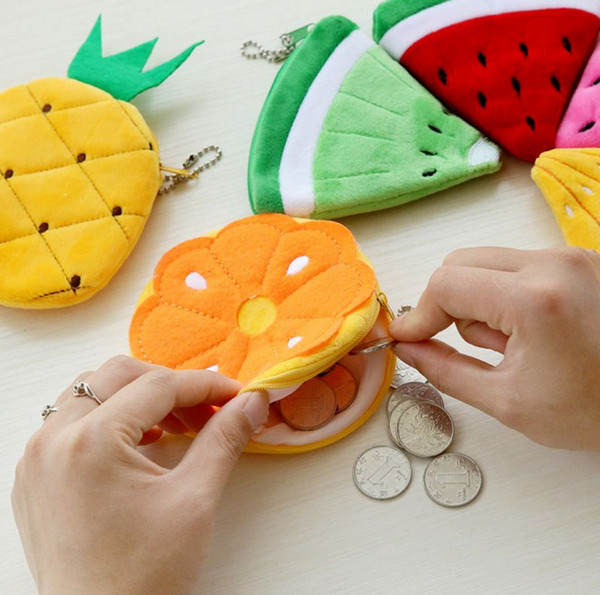 Free Ship ALL Summer Fruits Toys - Lemon , Watermelon Etc. Plush Toy Pocket Purse , keychain Plush Toy for Kids