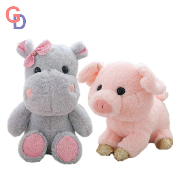 Super Soft Bow grey hippos Stuffed animals doll soft plush pink pig Glowing sequins feet Baby appease toy girls' sleeping dolls