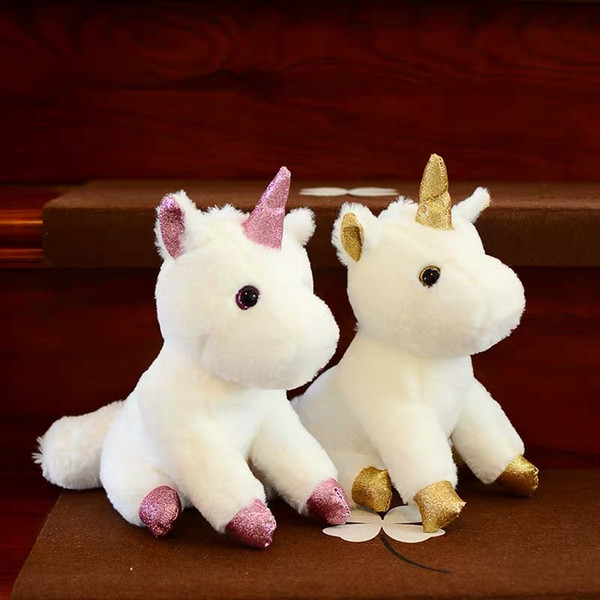 Story Star Unicorn stuffed toy Unique glow sequins golden horn and feet plush unicorn doll toys for children baby appease toy