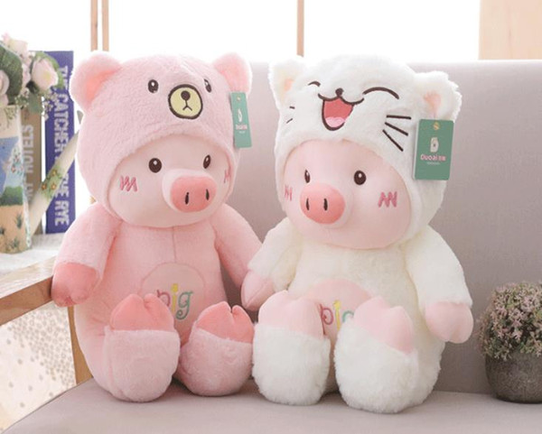 Free shipping new style wear hat pig plush toy cute stuffed animal and children gifts wholesale