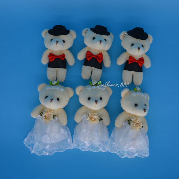 Pair Wedding Teddy Bear Plush Toys Stuffed Dolls Couple Bear Birthday Valentine Craft Wedding Stuffed Animals Plush Toys Gift