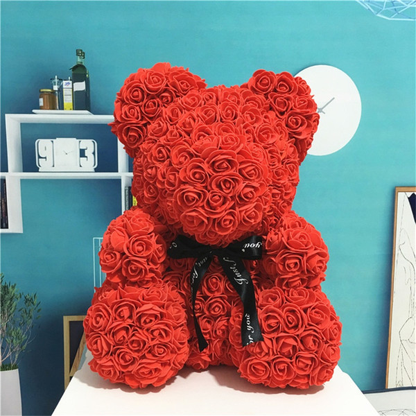 Tronzo 25cm Soap Foam Teddy Bear Rose Flower Doll Decoration Bear of Roses Artificial Valentines Day Gift for Girls Dropshipping