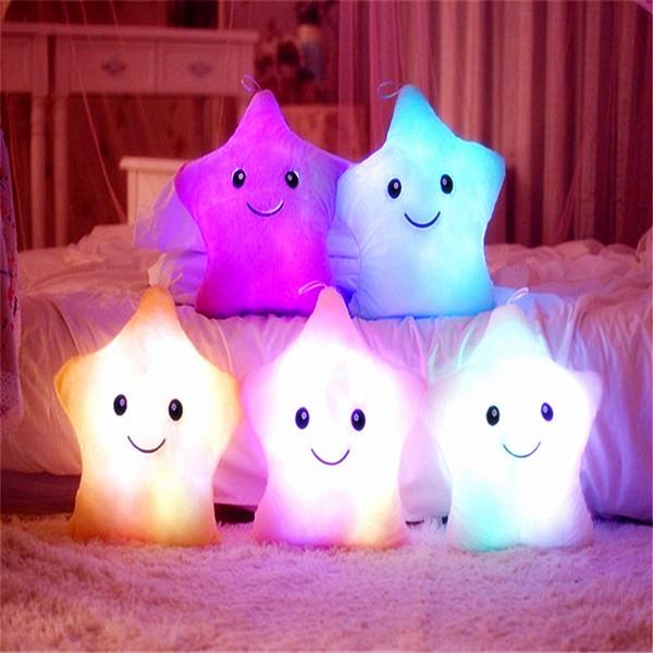 Wholesale- Promotion Star Light Pillow Cute Star Luminous Pillow with Colorful Light Birthday/Valentine's Day Gift Hot Sale