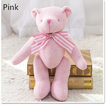 Kids Bear Plush Dolls Toy Baby Stuffed Bowknot Knitted Bear Toys Girl Boy Creative Christmas Party Gifts Toy GXT 001