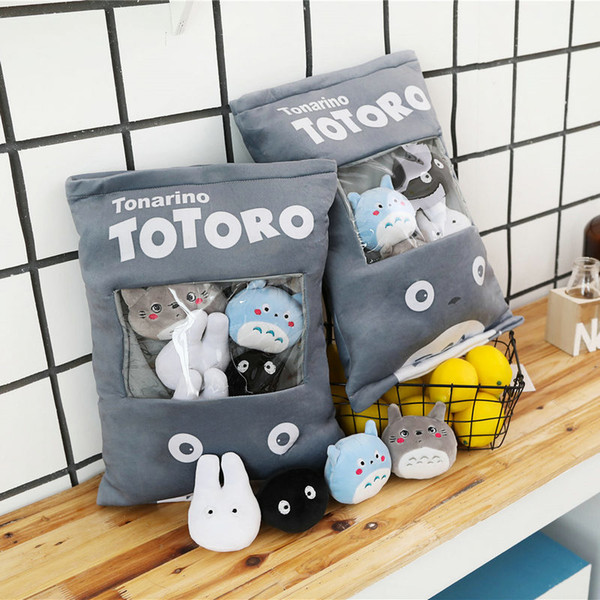 Totoro Stuffed Pillow With 4pcs mini size totoro Family anime dolls inside Push Throw Pillow Creative gift for Baby Girl and boy V191128