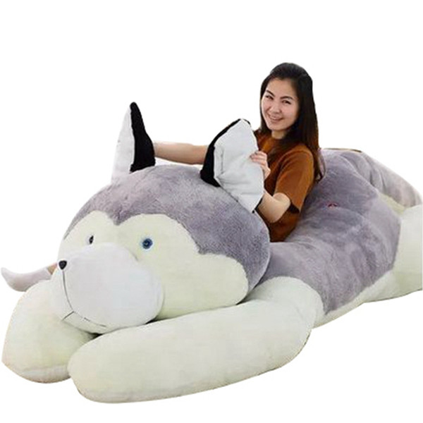 Dorimytrader Jumbo Simulation Animal Husky Plush Toy Huge Stuffed Soft Husky Dogs Doll Pillow Tatami Gift 118inch 300cm DY60079