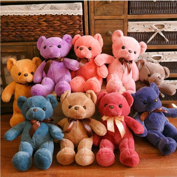 33CM Soft Teddy Bears Plush Toys Stuffed Animals Bear Dolls with Bowtie Kids Toys for Children Birthday Gifts Party Decor