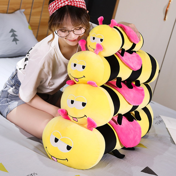 45-90cm Cute Little Wasp Plush Toy Cotton Bee Kawaii Animal Doll Stuffed Pillow Soft Sleeping Doll Bed Sofa Decoration