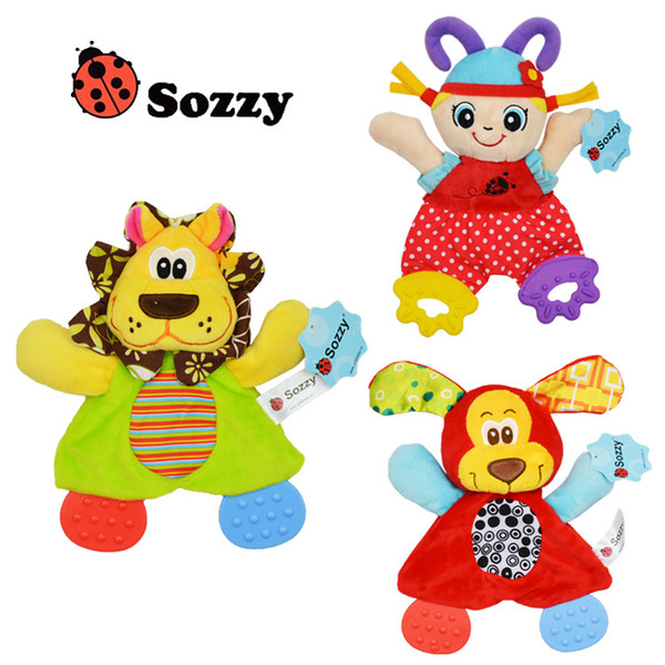 Sozzy Soft Baby Handkerchief Toy Teether Crinkle Sound Rattle Plush Toy Girl Dog Comfort Appease Playmate 20*16CM