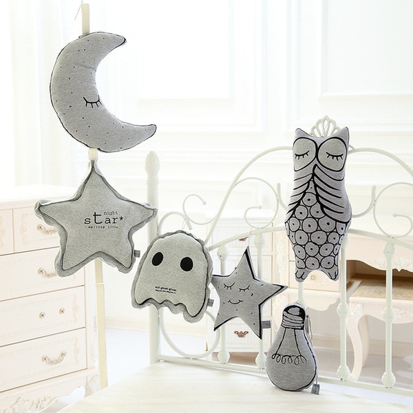 INS Baby Plush toys KIDS luminous Moon Stars Bulb Design bolster Children pillow cushion children's Room cotton bulb Decorative cushion