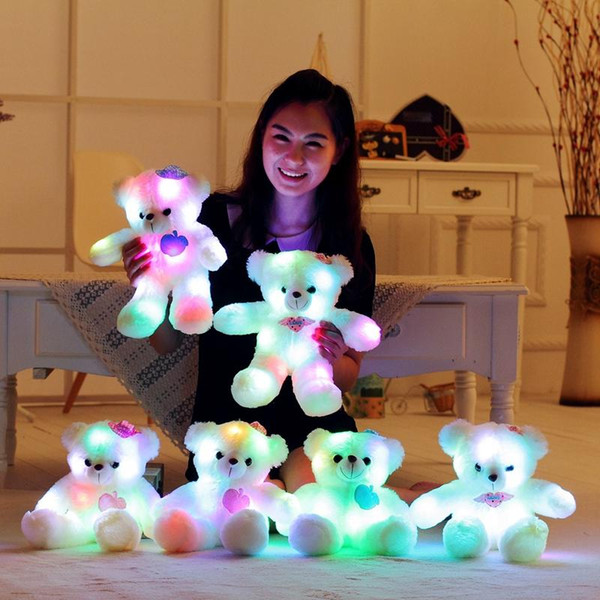 38 cm bear multicolored LED light glow bear cute bear plush toy baby toy birthday present