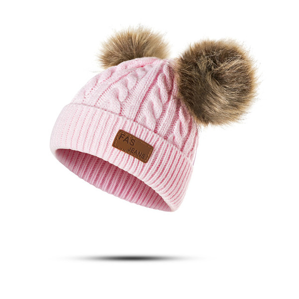 New Winter Hat Boys Girls Knitted Beanies Thick Baby Cute Hair Ball Cap Infant Toddler Warm Cap Boy Girl Pom Poms Warm Hat by amazzz