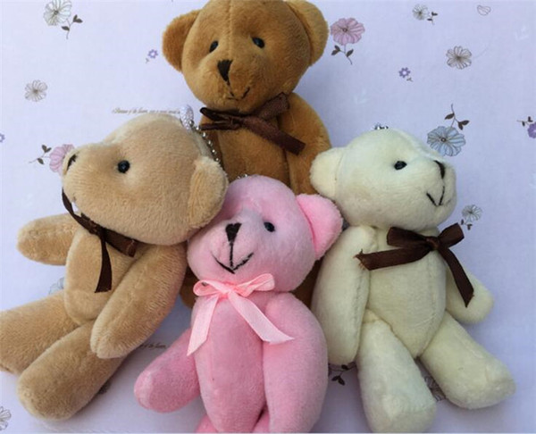 500pcs 11cm Kids Plush pendant diy bow tie Bear pendant Lovers Stuffed Animals figure birthday present Plush dolls gift toys Y181