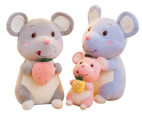 25 / 35 / 45 cm New brand Cute Cotton Hold Fruit Small Mouse Doll Plush Rat Doll Toy Birthday Present Pillow Doll for Children