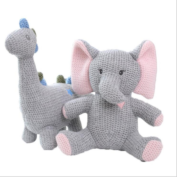 Easter Bunny Dolls Unicorn Rabbit Doll Knitted Dinosaur Elephant Toys Bear Animals Plush Stuffed Toy Creative Baby Rattle Doll Gifts B7326