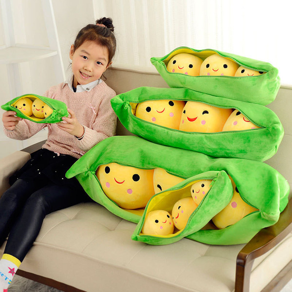 Cute 25CM Baby Pea Plush Toys Kawaii Pea Stuffed Plant Pillow Dolls Girlfriend Kids Gifts High Quality Pea-shaped Pillow Toy