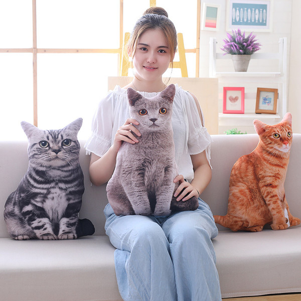 Babiqu 1pc 50cm Simulation Plush Cat Pillows Soft Stuffed Animals Cushion Sofa Decor Cartoon Plush Toys for Children Kids Gift CJ191217