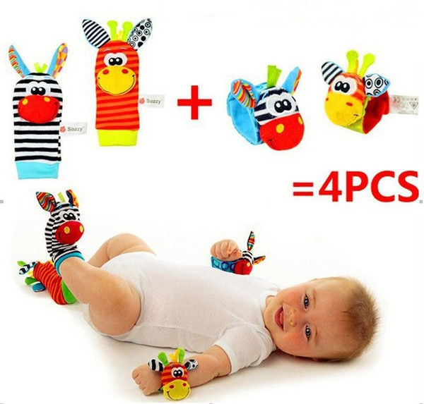 (4pcs=2 pcs waist+2 pcs socks)/lot,baby rattle toys Sozzy Garden Bug Wrist Rattle and Foot Socks