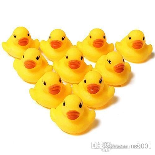 Lovely 10 Pcs Creative Baby Kid Bath Time Duck Toys Yellow Soft Plastic Ducks Beach Toy