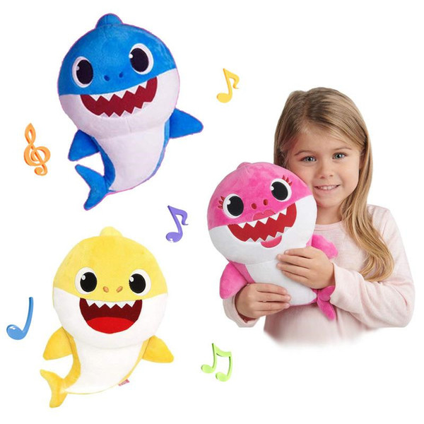 30cm(11.8inch) Baby Shark With Music Cute Animal Plush 2019 New Baby Shark Dolls Singing English Song For Children Girl 3 Color