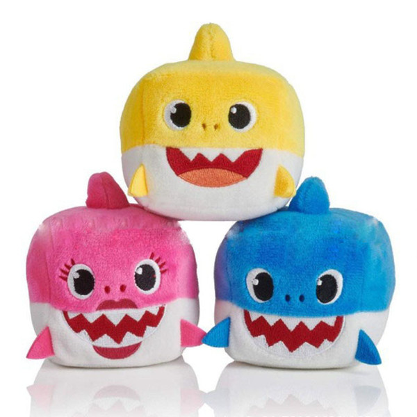 Funny Cute Singing Baby Shark Tube Plush Cartoon Music Toys Sharks Gifts Elastic Soft Dolls For Kids Toddlers