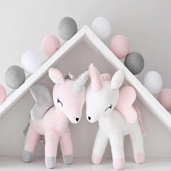 Unicorn Plush Doll Toy Baby Cute Bolster Pillow Boys Girls Room Decorate Ornaments Kids Animals Stuffed PP Cotton Soft Popular Bowknot