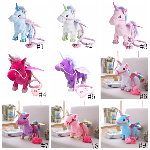 Electric Unicorn Doll Plush Toys Walking Stuffed Animal horse Toy Electronic Music Singing Toy Chinldren Christmas Stuffed gift GGA1262