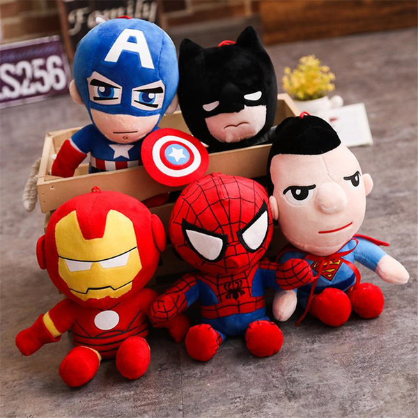 Hot Cute 28cm Q style Spider-man Captain America Stuffed toys Super hero plush soft The Avengers plush gifts kids toys Anime kaws toys