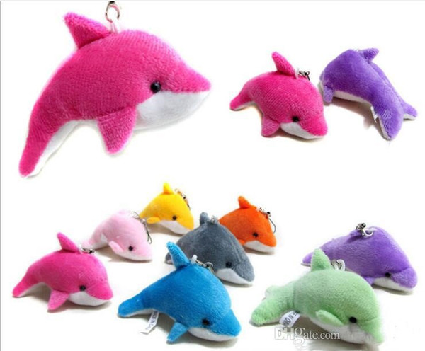 New Lovely Mixed Color Mini Cute Dolphin Charms Kids Plush Toys Home Party Pendant Gift Decorations Free Shipping