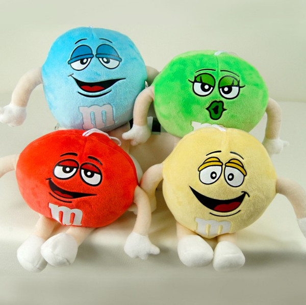 New letter M plush toys 4colors 20cm/8inch PP cotton Stuffed Animals toys funny emoji M beans plush