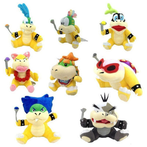8PCS Super Mario Bowser Koopa Kids Baby Jr Koopalings Larry Lemmy Ludwig Plush DDF