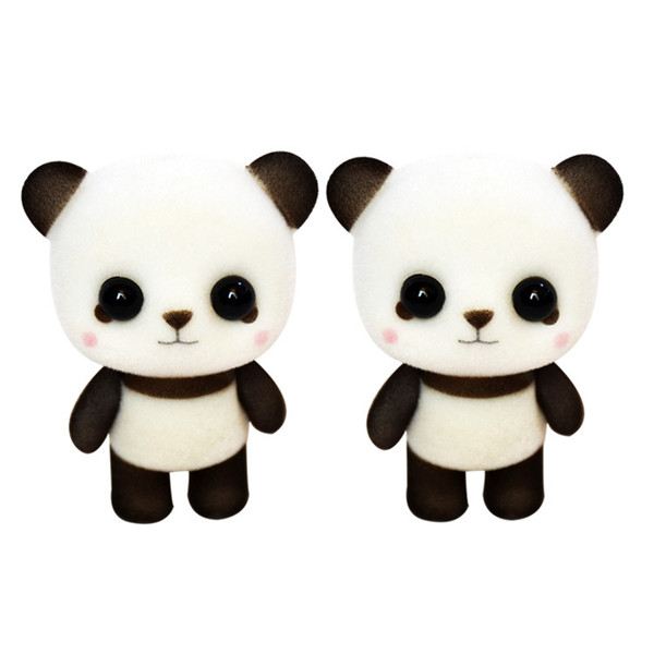 PVC flocking animal plush couple dolls cuddly panda birthday, Christmas gifts girl toys display customized production