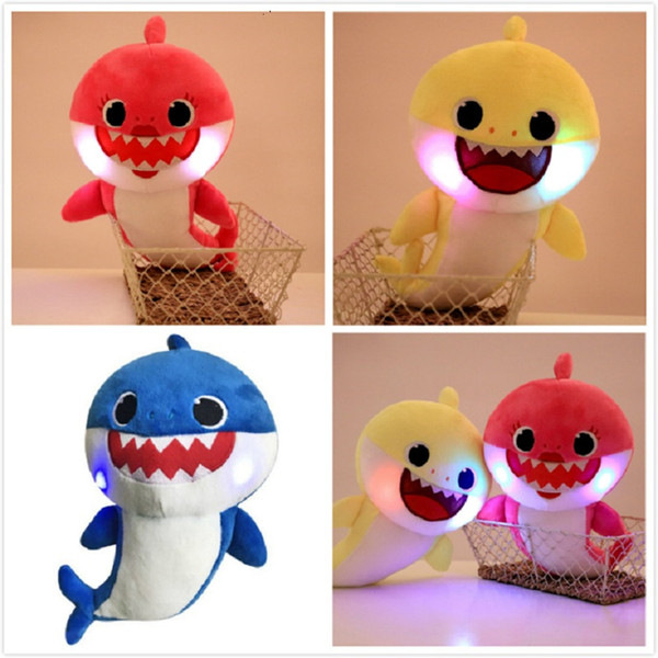 30CM 12'' Baby SHARK Plush Toys 9 Styles 3 Colors 12inch Music English Singing&Lighting Stuffed&Plush Dolls Sing&Led Music Shark DADDY MOMMY