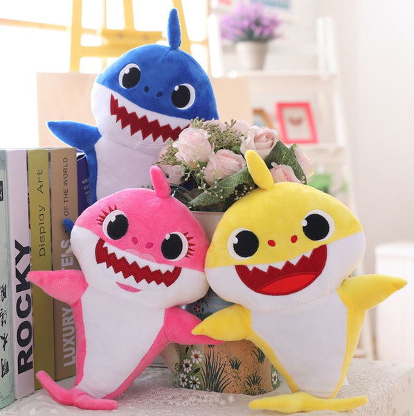 3 Color 30cm(11.8inch) Baby shark With Music Light Cute Animal Plush New Baby Shark Dolls Singing English Song For Children Girl