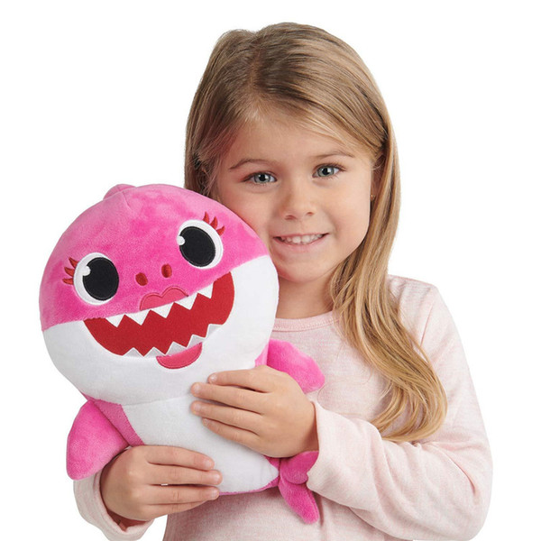 Baby Shark Plush Toys with Music+LED Cartoon Stuffed Lovely Animal Soft Dolls Music Shark Toy Party Favor DHL free